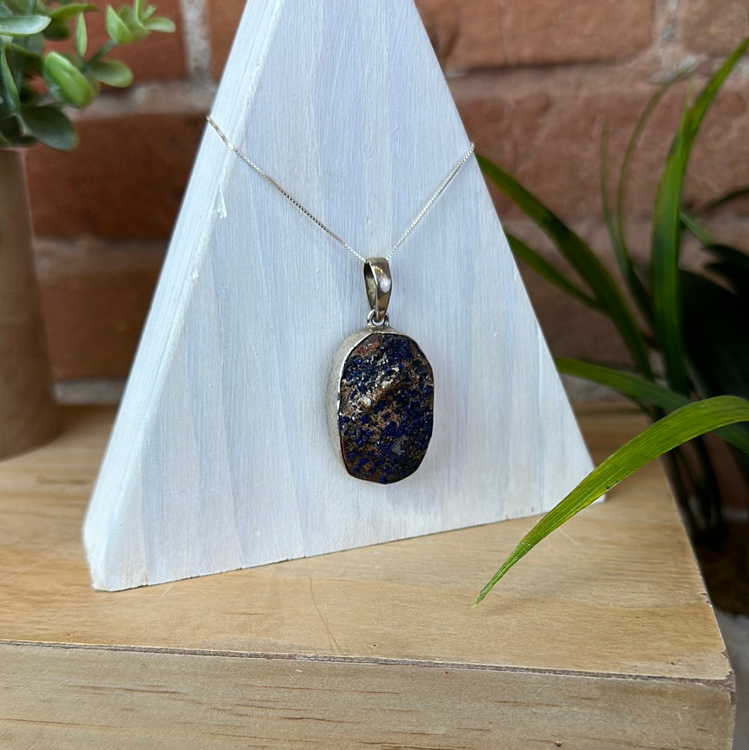 Azurite Malachite Druzy sterling silver Pendant