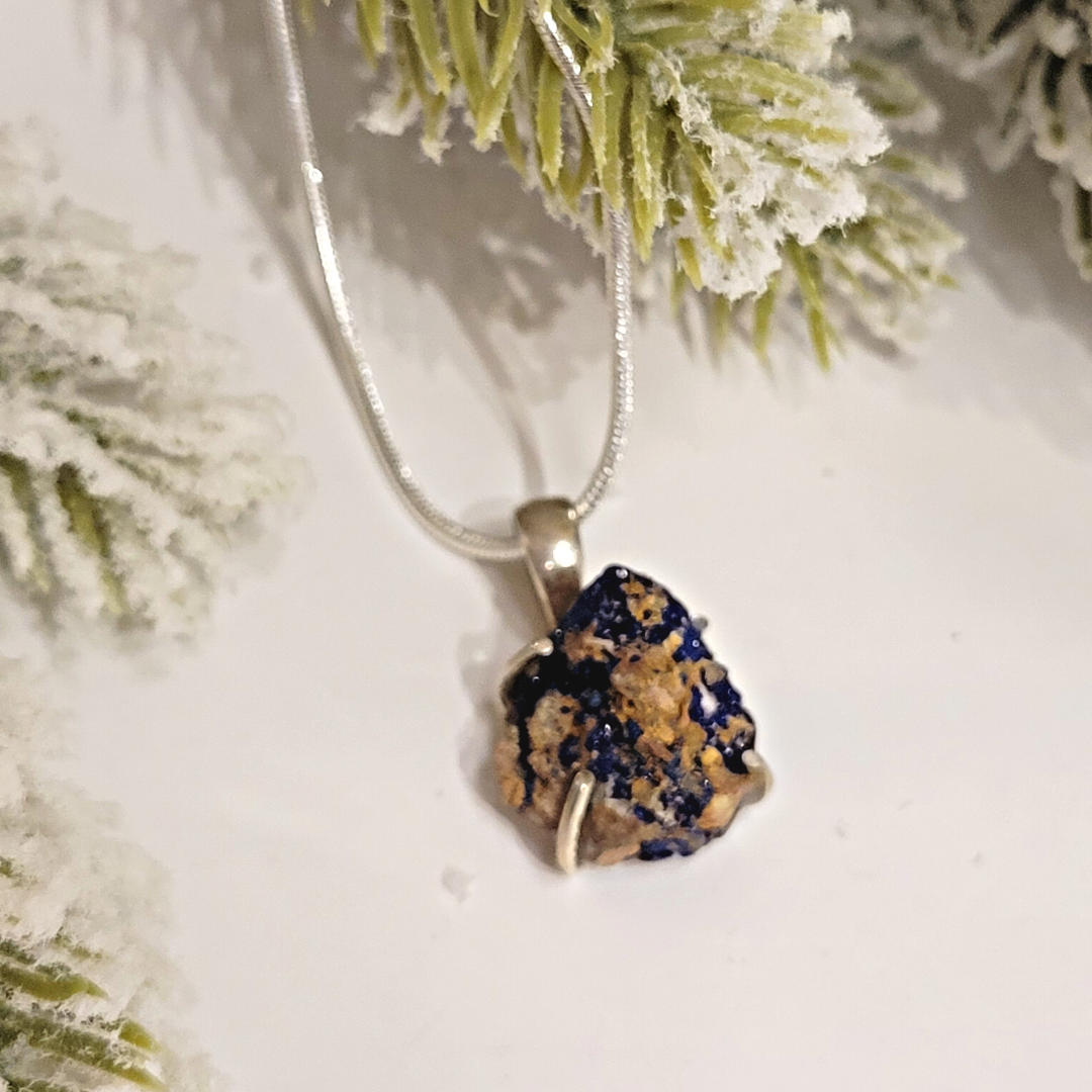 Azurite Malachite Druzy sterling silver Pendant