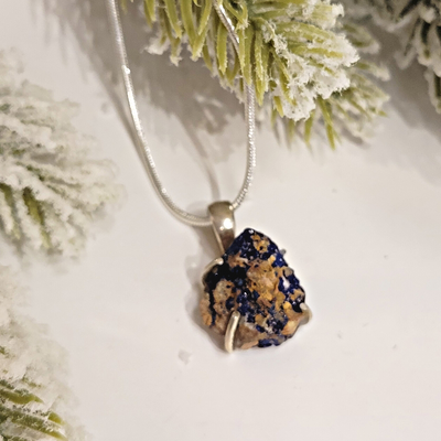 Azurite Malachite Druzy sterling silver Pendant