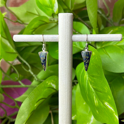 Azurite Malachite Polished Freeform Earrings in sterling silver