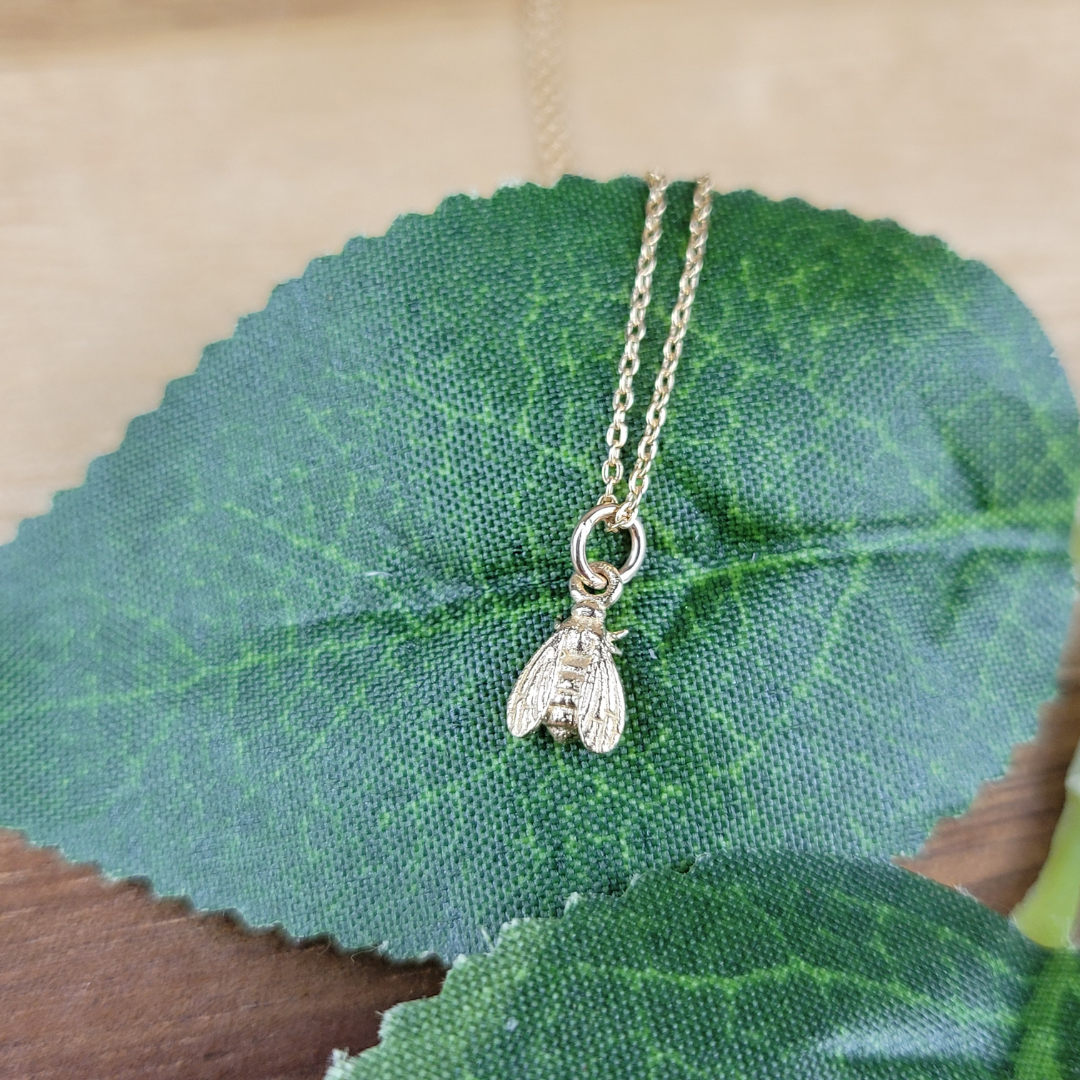 "Bee Joy" Mini Bee 14k gold Plated Necklace - Artisan Made