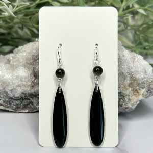 Black Obsidian Teardrop Earrings- Artisan Made