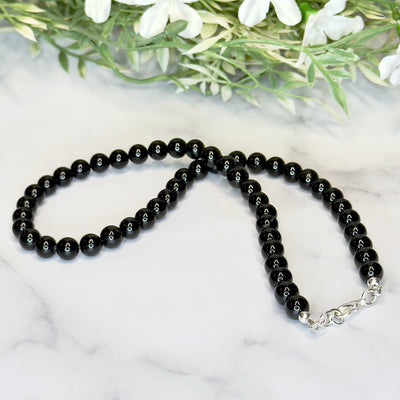 Black Tourmaline Bead Necklace- Artisan Made