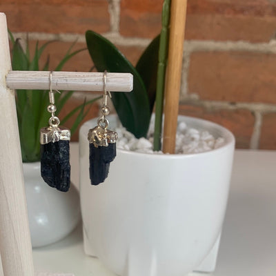 Black Tourmaline Earrings-silver or gold