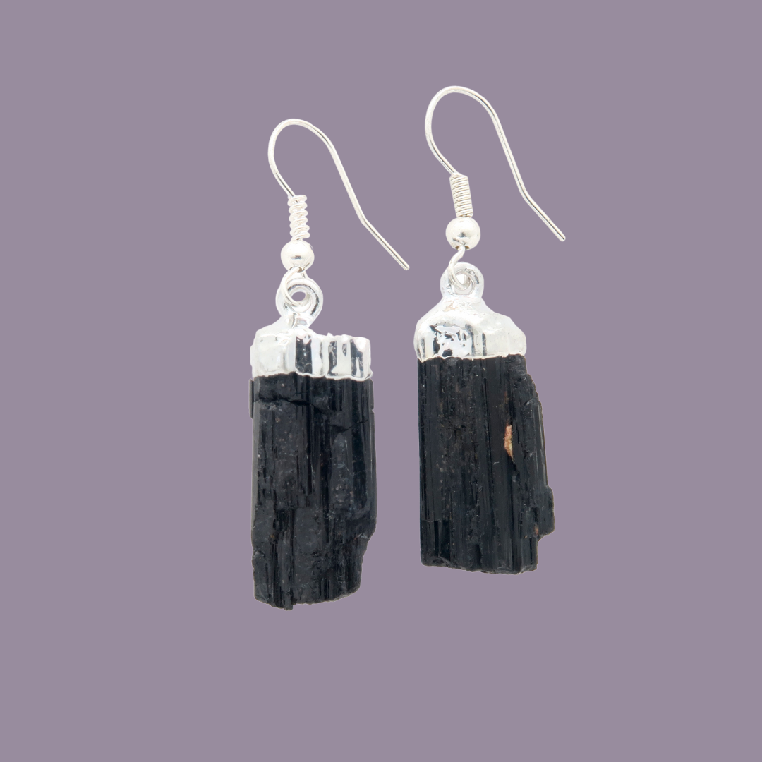 Black Tourmaline Earrings-silver or gold