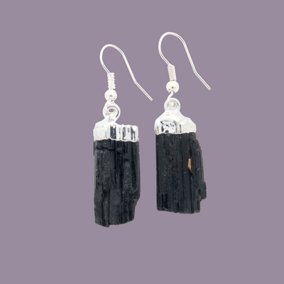 Black Tourmaline Earrings-silver or gold