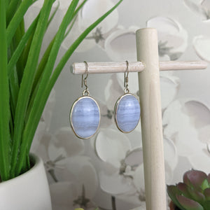 Blue Lace Agate Earrings sterling silver-Freeform