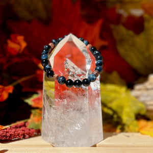 Blue Tiger's Eye with Copper-Plated Accents men Bracelet - Artisan Made