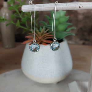 Blue Topaz Faceted Earrings with Decorative sterling silver Findings