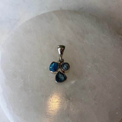 Blue Topaz, Neon Apatite & Aquamarine Sterling Silver Pendant