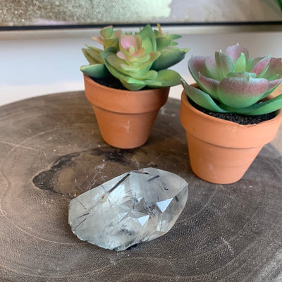 Blue Tourmaline in Quartz Crystal Point - Brazil - Variants