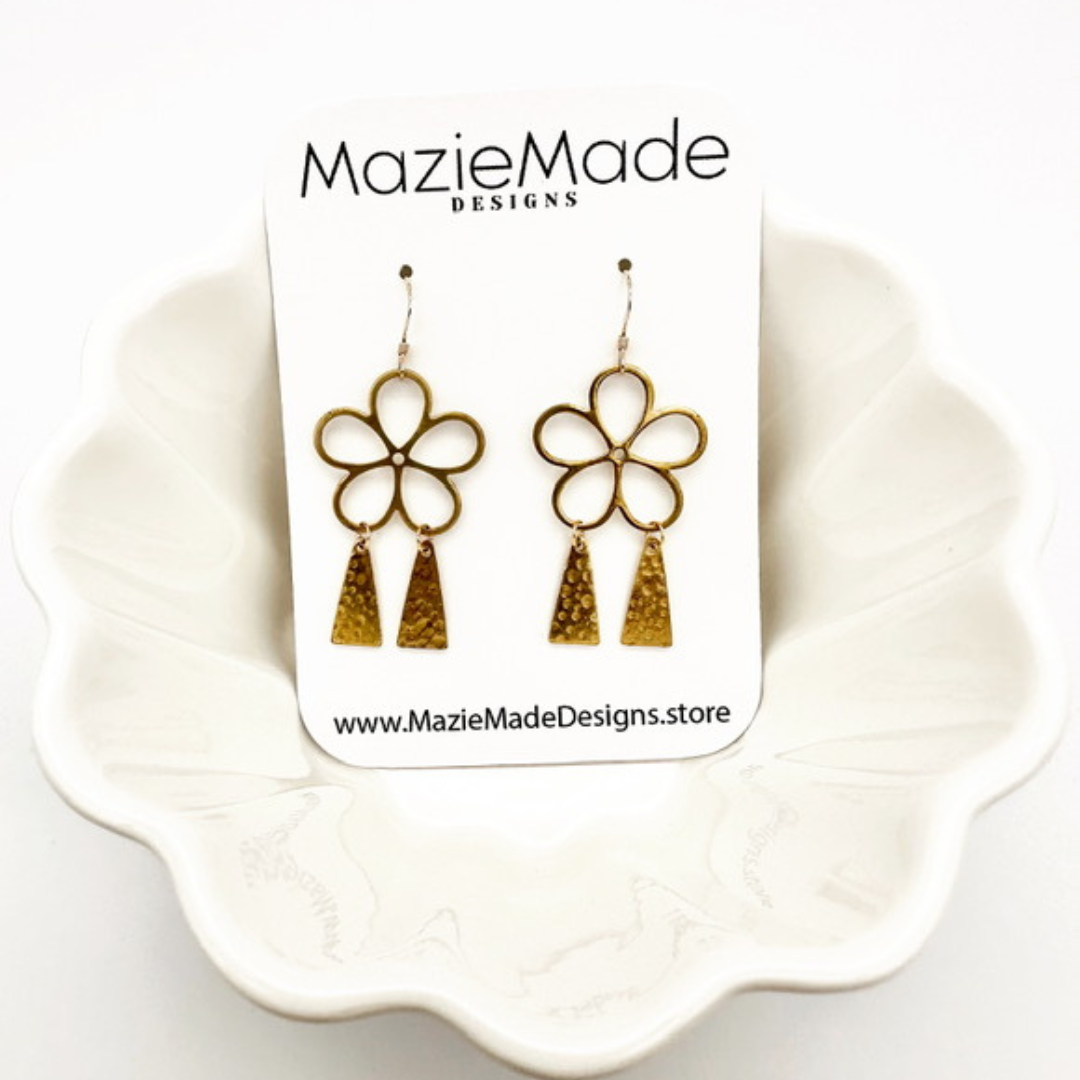 Boho Brass Geometric: Daisy Drops - Artisan Made