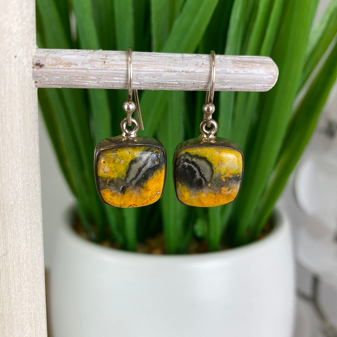 Bumblebee Jasper Freeform sterling silver Earrings- Indonesia