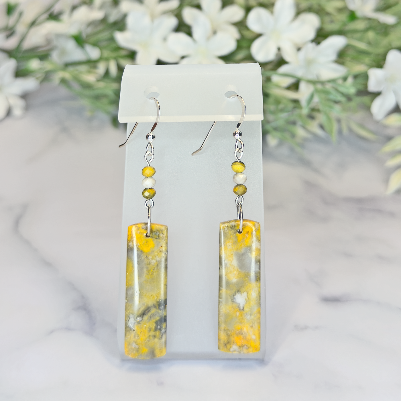 Bumblebee Jasper Rectangle Earrings - Artisan Made