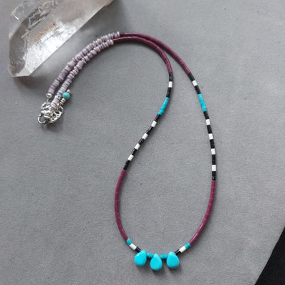 "Canyon Nomad" Native Turquoise & Jasper Heishi Necklace – Artisan Made