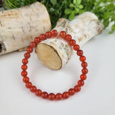 Carnelian 6mm Beaded Stretch Bracelet