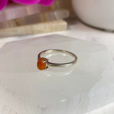 Carnelian Oval Ring in sterling silver Prong Setting