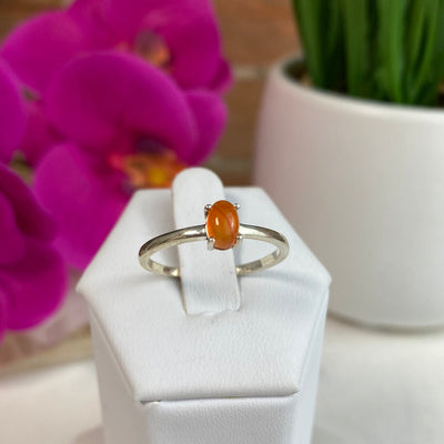 Carnelian Oval Ring in sterling silver Prong Setting