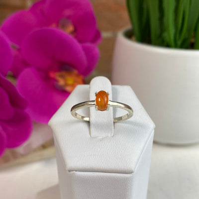 Carnelian Oval Ring in sterling silver Prong Setting