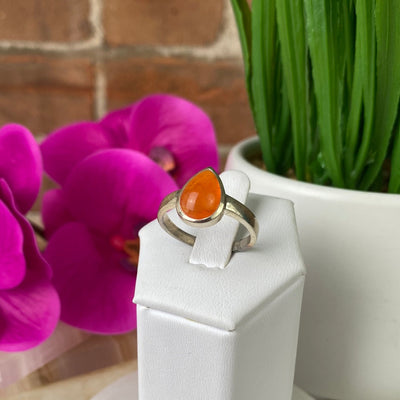 Carnelian Polished Teardrop sterling silver Ring