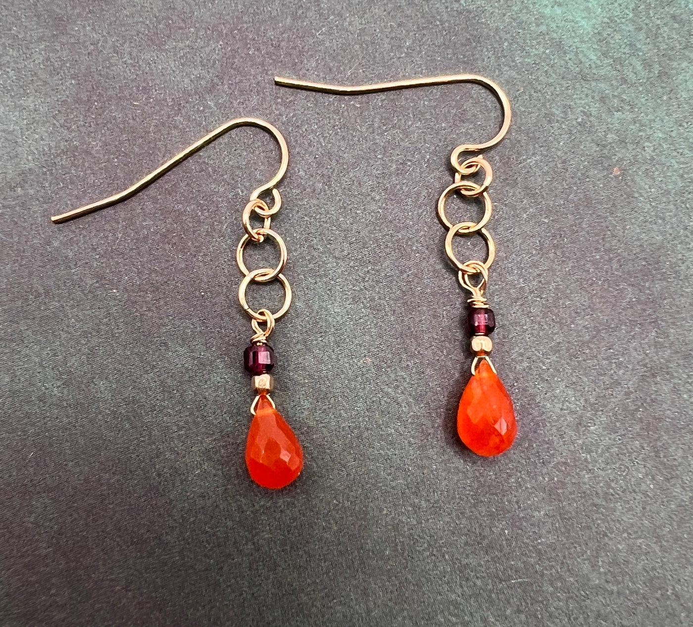 Carnelian and Garnet Dangle Earrings - Artisan Made