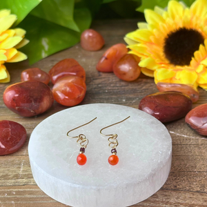 Carnelian and Garnet Dangle Earrings - Artisan Made