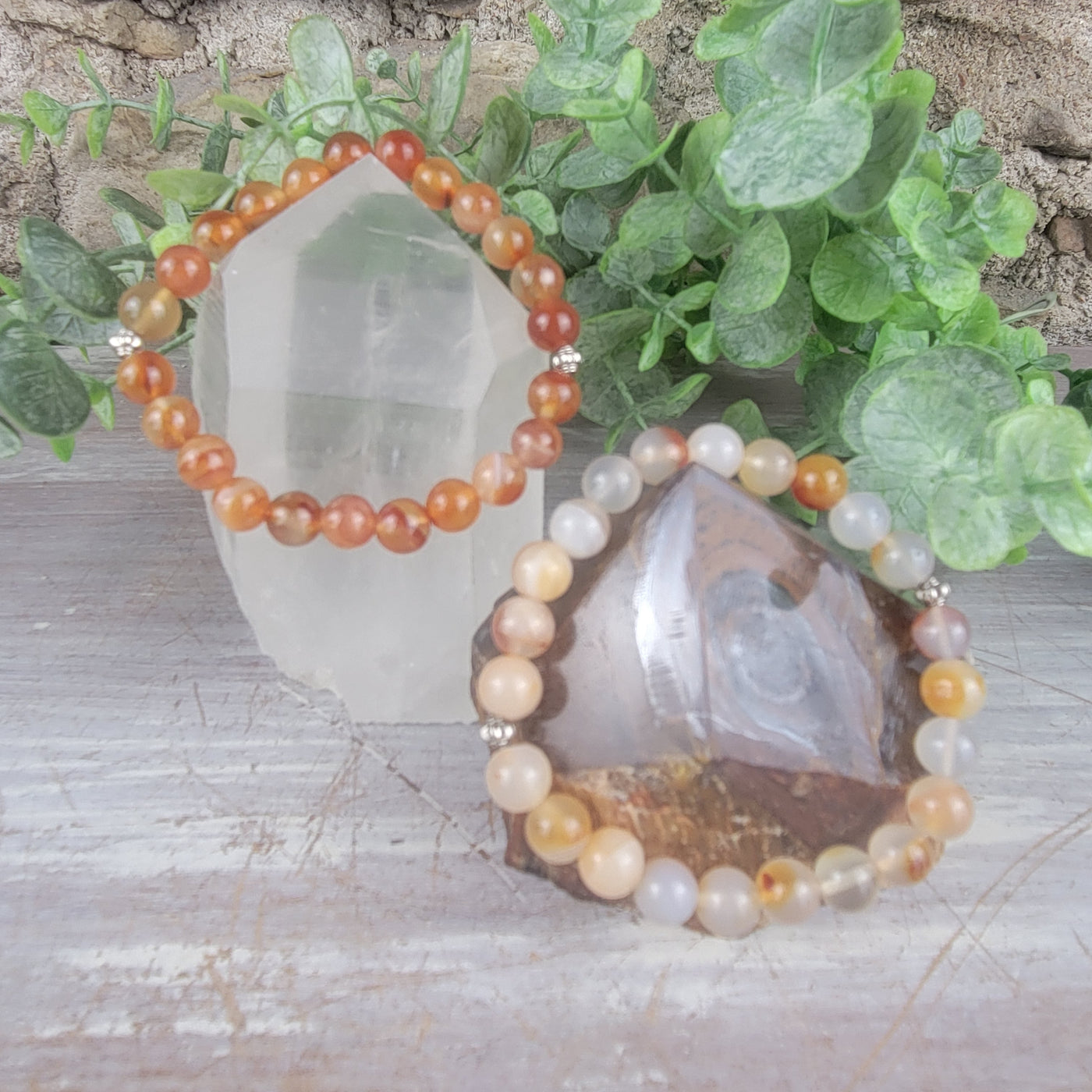 Carnelian w/Pewter Accent 8mm Bracelet