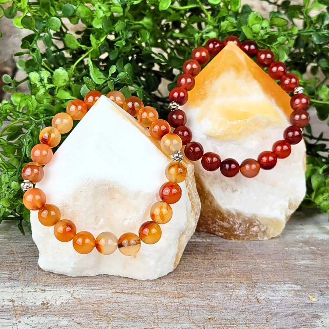 Carnelian w/Pewter Accent 8mm Bracelet