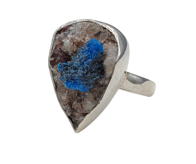 Cavansite Ring Freeform with a sterling silver Sized Band