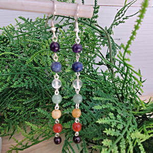 Chakra Bead sterling silver Drop Earrings 6mm