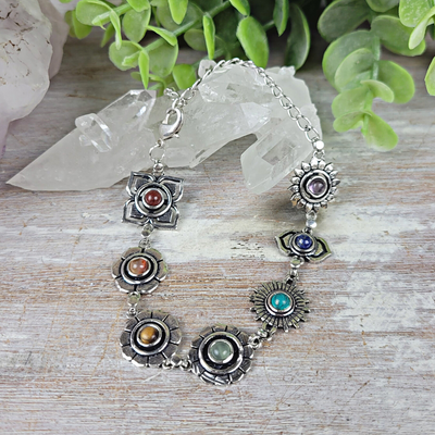 Chakra Gemstone Flower Bracelets