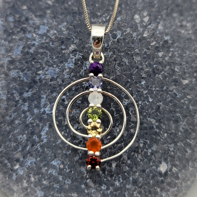 Chakra Swirl Sterling Silver Pendant