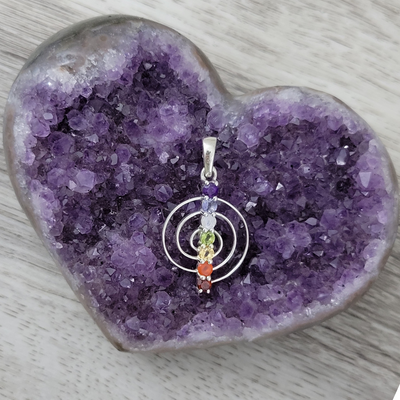 Chakra Swirl Sterling Silver Pendant