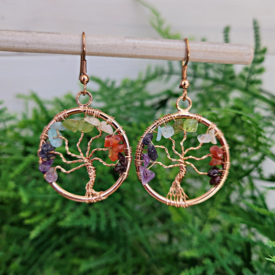 Chakra Tree of Life Earrings 1"