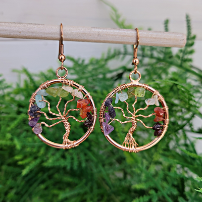 Chakra Tree of Life Earrings 1"