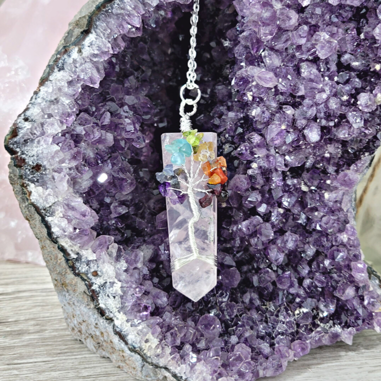 Chakra Tree of Life on Stone Flat Point 1"-Variants
