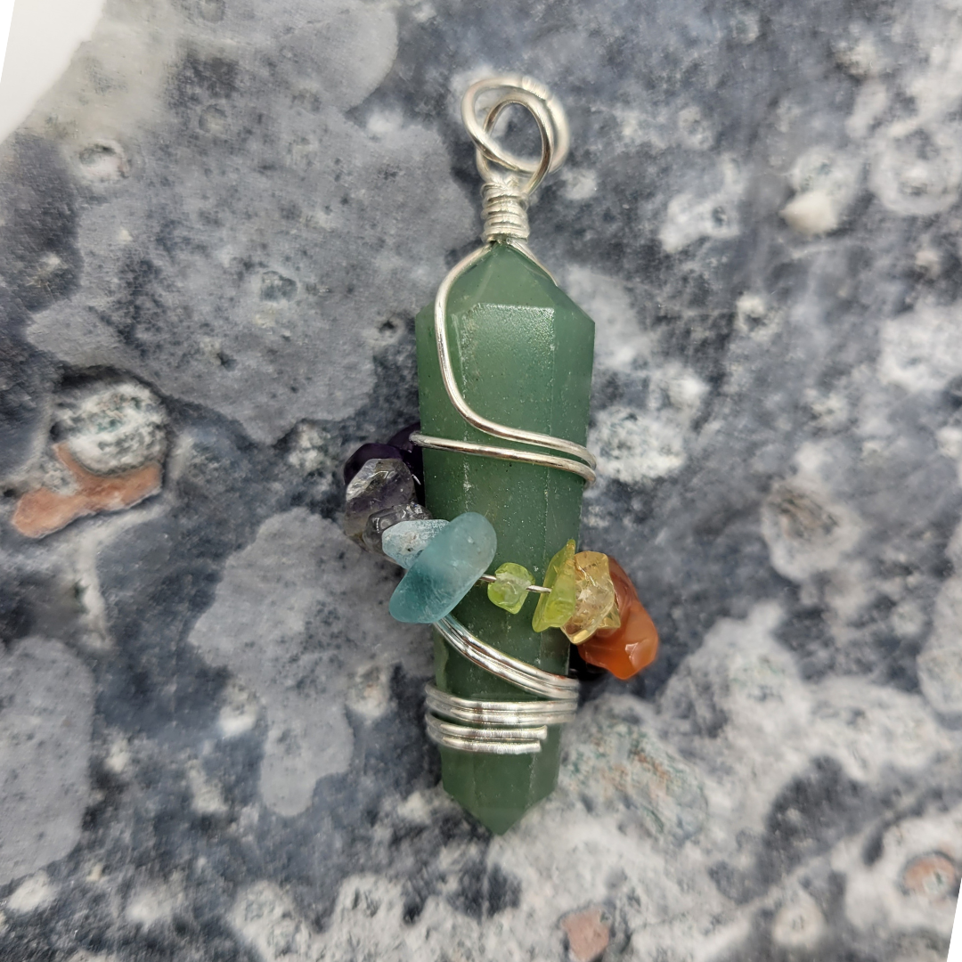 Chakra wrapped Cylinder Point Assorted Stone 2"
