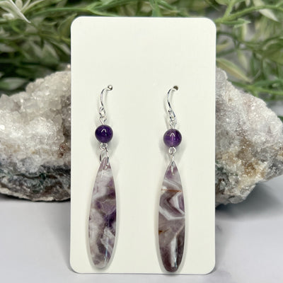 Chevron Amethyst and Amethyst Earrings - Artisan Made