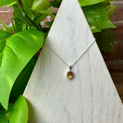 Citrine Faceted Pendant Necklace with 16-18" Adjustable sterling silver Chain (Assorted Shapes)