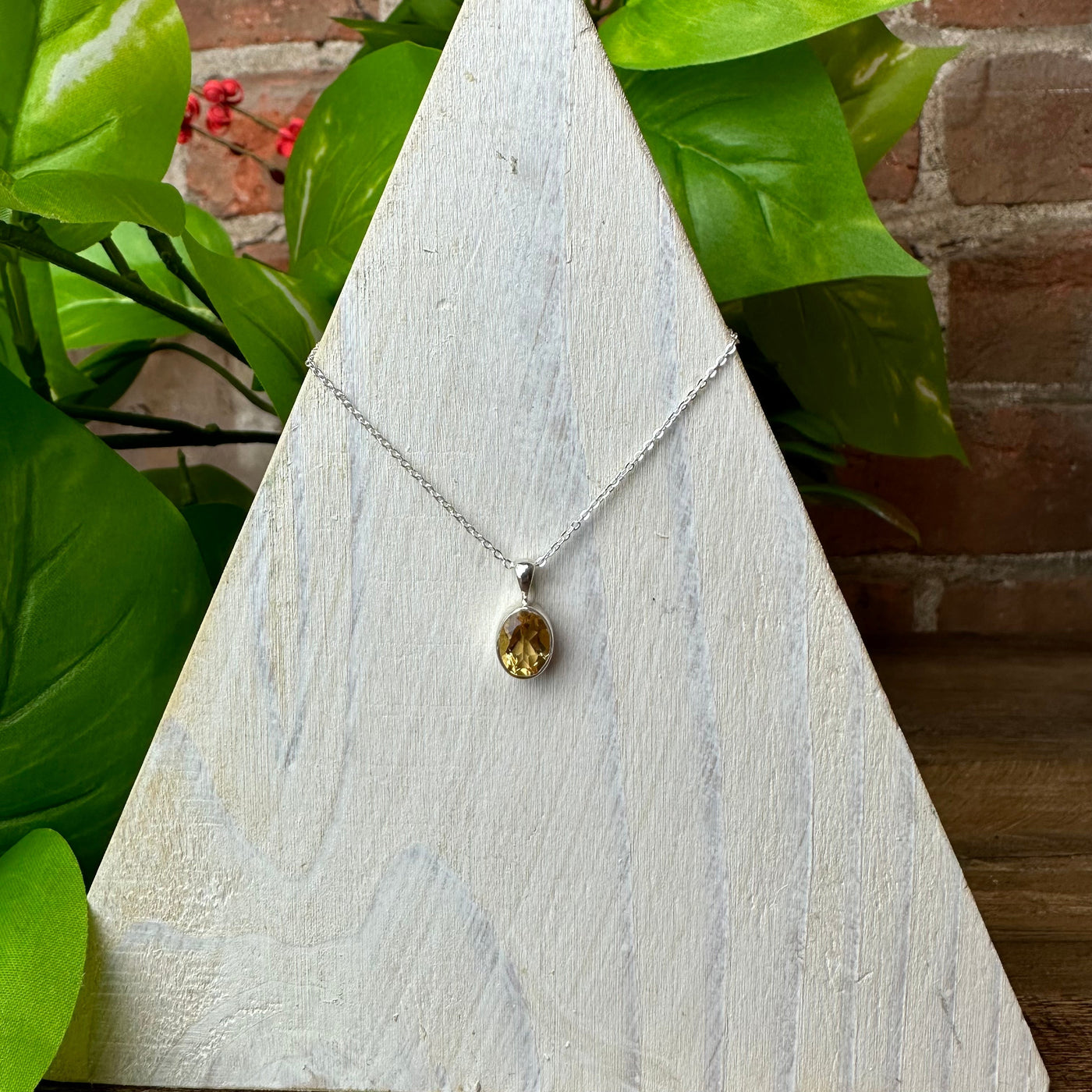 Citrine Faceted Pendant Necklace with 16-18" Adjustable sterling silver Chain (Assorted Shapes)