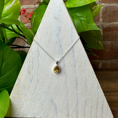 Citrine Faceted Pendant Necklace with 16-18" Adjustable sterling silver Chain (Assorted Shapes)