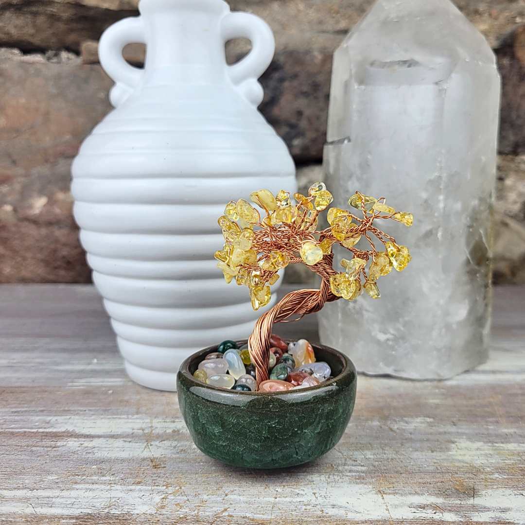 Citrine Gemstone Tree in Ceramic Bowl