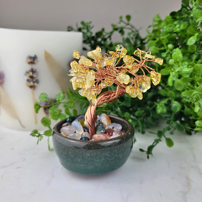 Citrine Gemstone Tree in Ceramic Bowl