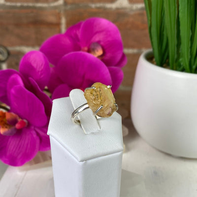 Citrine Natural Ring .75" with sterling silver Prong Sized Band