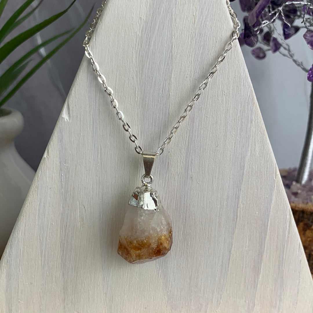 Citrine Point Plated Pendant 1"