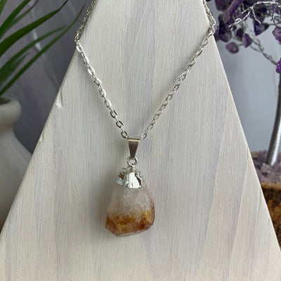 Citrine Point Plated Pendant 1"