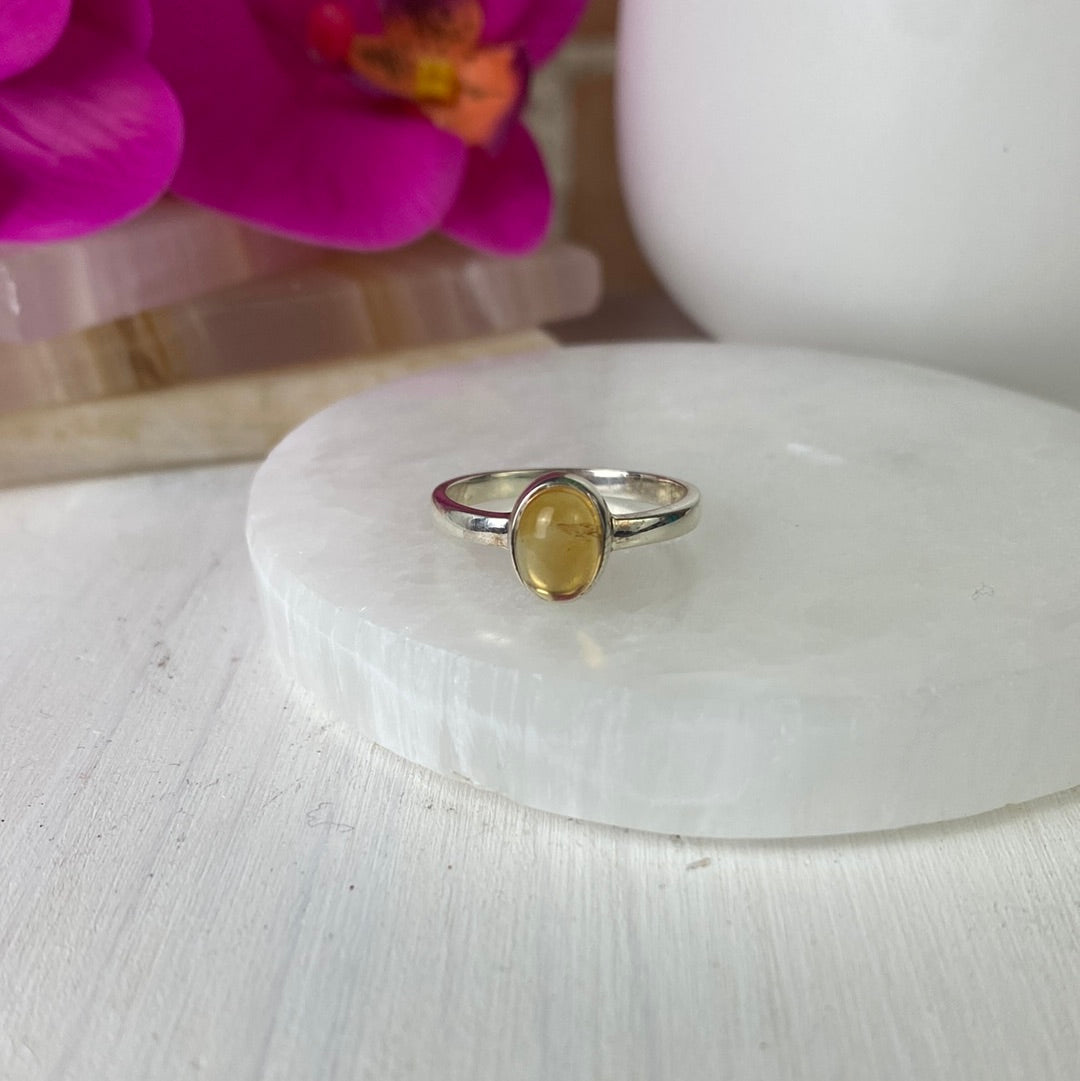 Citrine Polished Ring .25" with sterling silver Sized Band