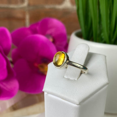 Citrine Polished Ring .25" with sterling silver Sized Band