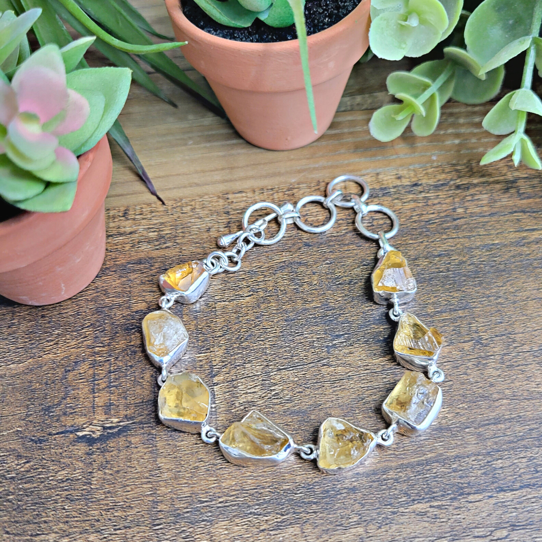 Citrine Rough sterling silver Bracelet