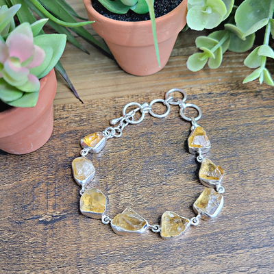 Citrine Rough sterling silver Bracelet